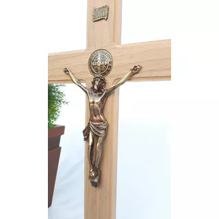 Kit 4 Cruz Crucifixo Madeira Parede Cristo São Bento 33,5cm