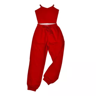 Conjunto Juvenil Feminino Moda Festa Cropped E Calça Jogger