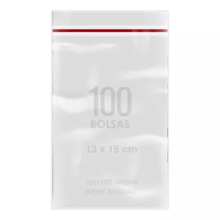 100 Bolsas Celofan Adhesivo Transparente 13x18cm