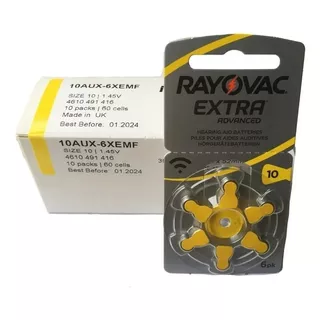 60 X Pilas Audifono Rayovac 10 Pr70 Extra Advanced