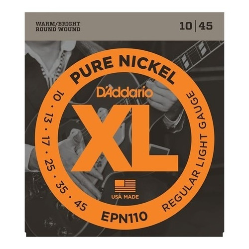 Cuerdas de guitarra D'addario Xl Pure Nickel Epn110 010 - 045