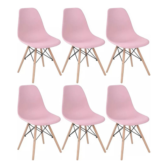 Kit 6 Sillas Eames Minimalista Cafeteria Comedor Jardin Casa