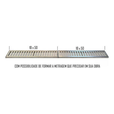 Ralo 10x100 Linear Pluvial  Grelha Alumínio  Coletor De Agua