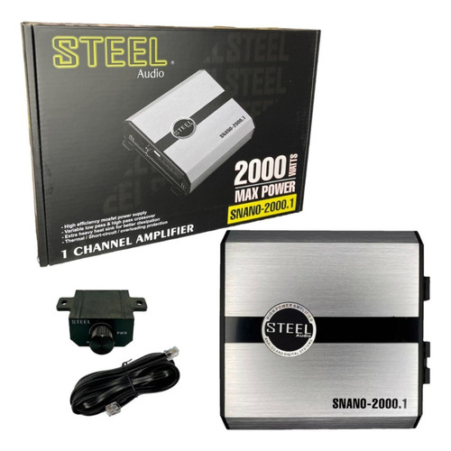 Amplificador Steel Audio Snano-2000.1 800w 1ohm Clase D Nano Color Plateado