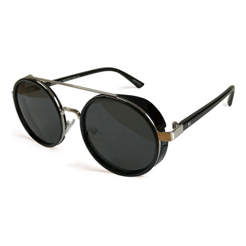Anteojos de sol XL Extra Large XL 1760, color negro con marco de metal, varilla de policarbonato