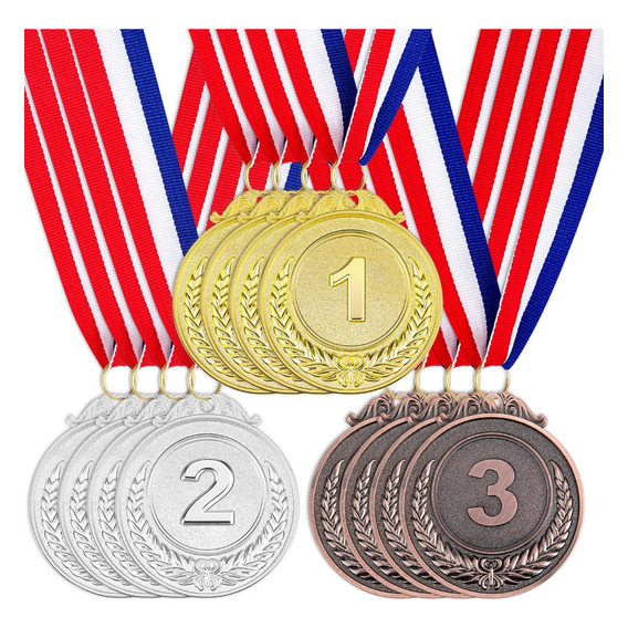 12 Piezas Medallas Metal Deoro Plata Bronce Deportivas