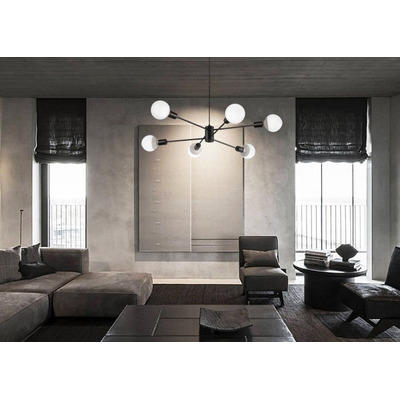 Araña Colgante Texas 6 Luces Negro Vintage Apto E27 Deco - Negro