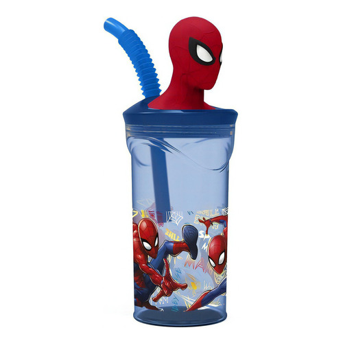 Vaso Infantil Con Sorbete Spider Man Marvel Color Azul Spiderman