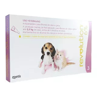 Revolution Cães E Gato Filhotes 15mg Até 2,5kg 3 Pipetas