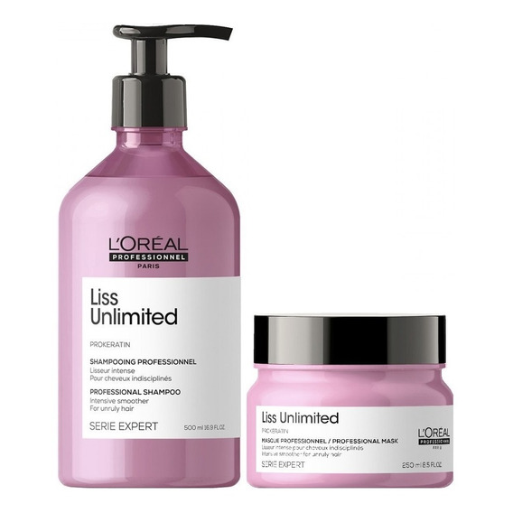 Shampoo Anti Frizz 500ml + Mascarilla Loreal Liss Unlimited