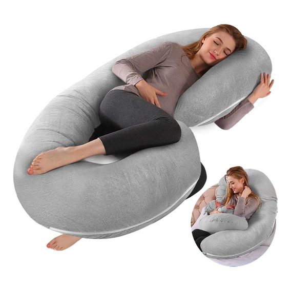 Almohada para Embarazada Magma Life Cómoda y Transpirable Tipo C de Cuerpo Completo, Relleno de Algodón, Alivio para la Espalda, Piernas y Vientre, Para Lactancia Cómodo Descanso para La Maternidad