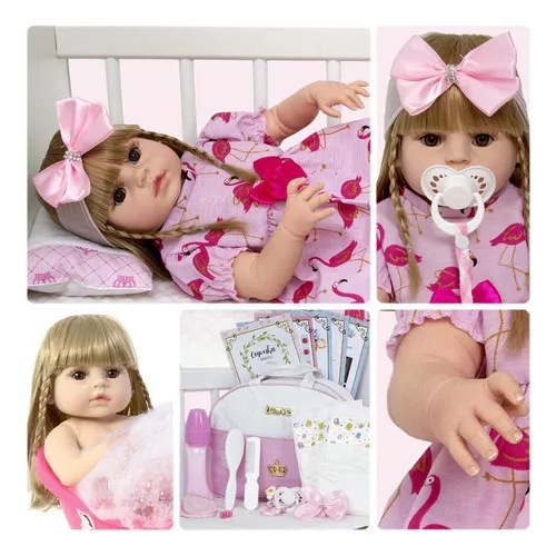 Boneca Reborn Bebê Realista Loira 20 Itens Menina Promoção