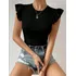 Blusa Camiseta Remera Negra De Dama Con Volado