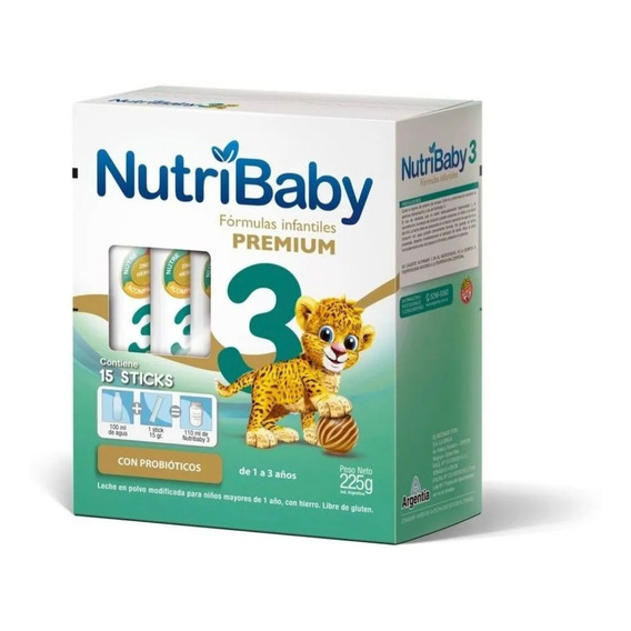 Leche de fórmula en polvo sin TACC Ethical Pharma NutriBaby 3 en stick de 15 de 15g - 12 meses a 3 años