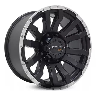 Roda Nissan Frontier Aro 20 6x114 Off Road Zwat2 / 4 Rodas Cor Preta Diamantada Fosca