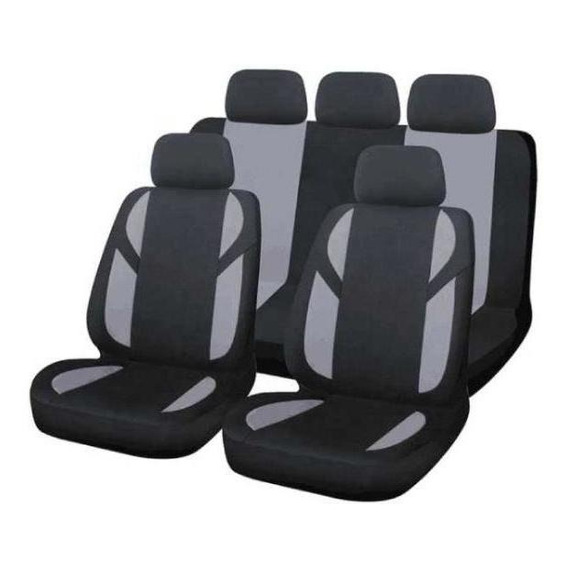 Juego Cubreasiento Universal Auto Ix46 Tela Negro Y Gris