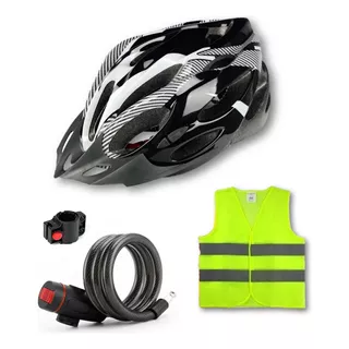 Combo Ciclismo. Casco + Linga De Seguridad + Chaleco