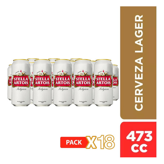 Pack 18 Cerveza Stella Artois Lata De 473cc