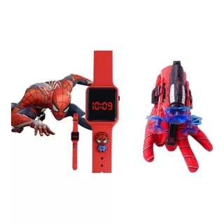 Relógio E Luva Lança Dardos Infantil Brinquedo Homem Aranha