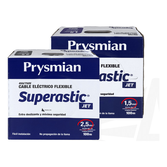 Cable Unipolar Superastic Prysmian 2.5 X100mts Y 1.5 X100mts