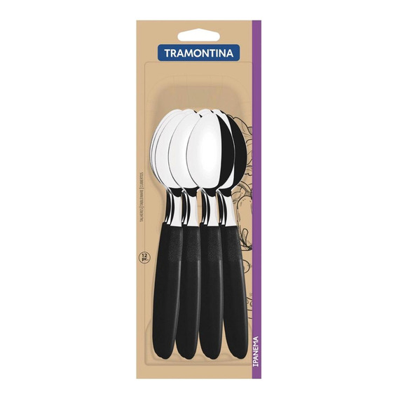 Juego De  Cucharas Tramontina Ipanema X 12 Pzas Negro Oferta