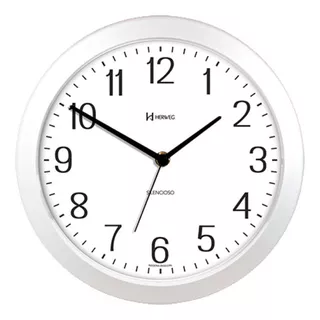 Relógio De Parede Herweg Analógico Branco Metalizado Quartz