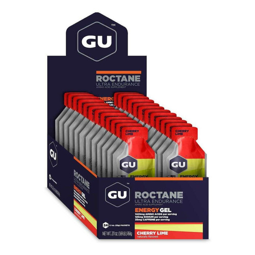 Suplemento en gel GU  Roctane Roctane Energy Gel carbohidratos sabor cherry lime en caja de 768g 24 un