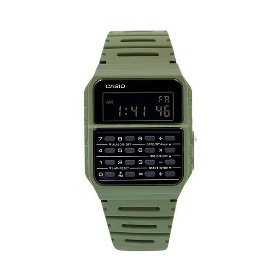 Reloj Casio Calculadora Ca-53wf-3b Digital - Verde Color De La Correa Verde Oscuro Color Del Bisel Negro Color Del Fondo Gris