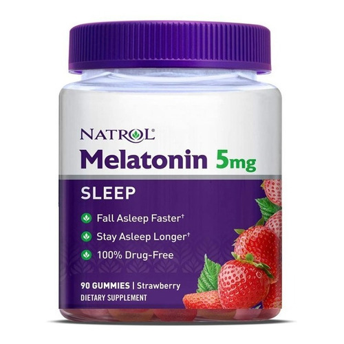 Melatonina Natrol 5 Mg 90 Gomitas Ayuda Dormir Y Relajación! Sabor Fresa