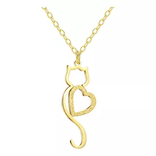 Colar Corrente Feminina Pingente Gato Kitty Banhado Ouro 18k Cor Dourado