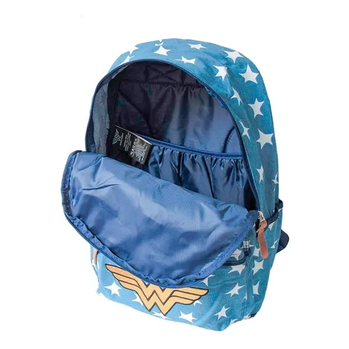 Mochila Feminina Jeans Notebook Escolar Mulher Maravilha