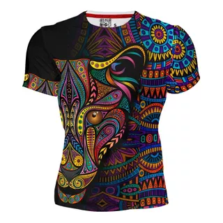 Playera Full Print Jaguar Tribal Adornos Colores Mándala 4