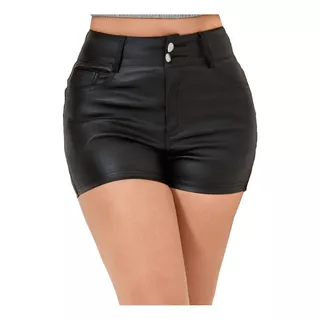 Short Corto Cuero Sexy Casual Ajustado Con Cierre Mujer