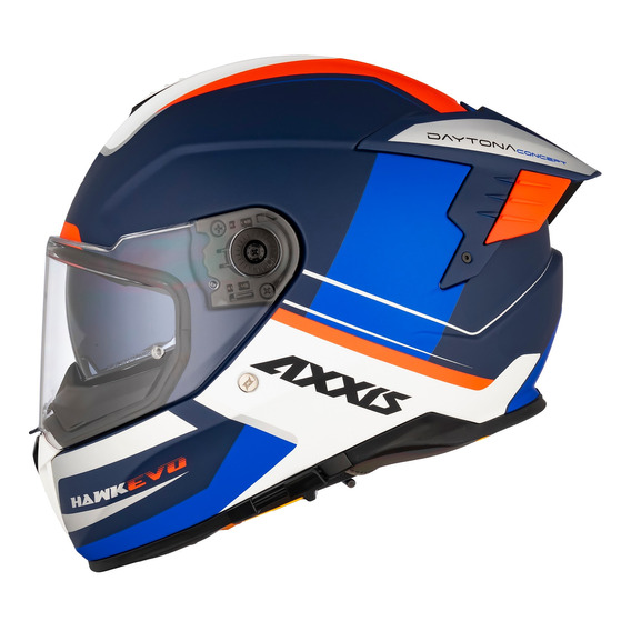 Casco Moto Axxis Hawk Evo Daytona C7 Azul Mate Doble Visor