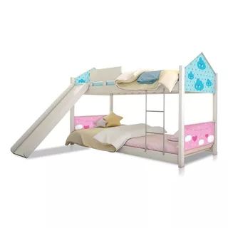 Cama Beliche Casa Branca Montessoriana Com Escorregador