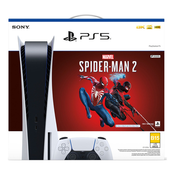 Sony PlayStation 5 Consola Bundle Marvel’s Spider Man 2 Limited Edition 825GB Bundle Marvel’s Spider Man 2 Limited Edition color  blanco