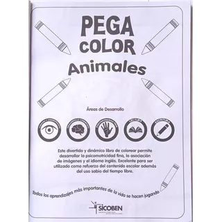 Libro Infantil De Stickers Y Colorear - Pega Color Animales