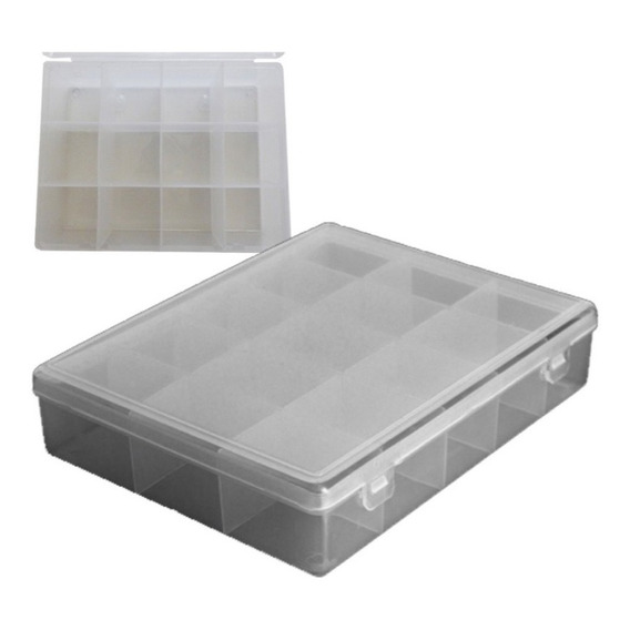 Caja Organizadora Plástica 12 Divisiones Tapa Rebatible