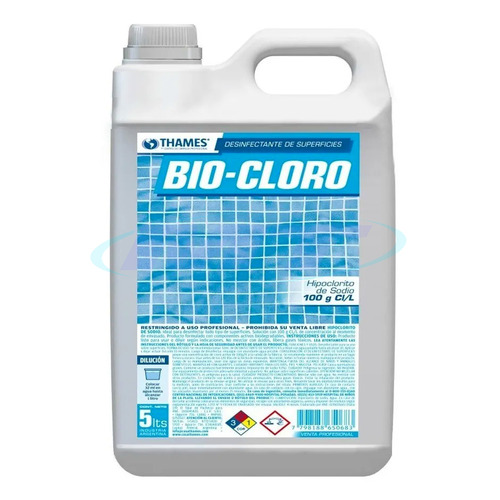 Cloro Hipoclorito De Sodio Bidon Bio-cloro 5lts