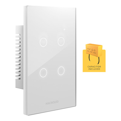 Tecla Smart Tactil Wifi 4 Canales C/capacitor Blanco
