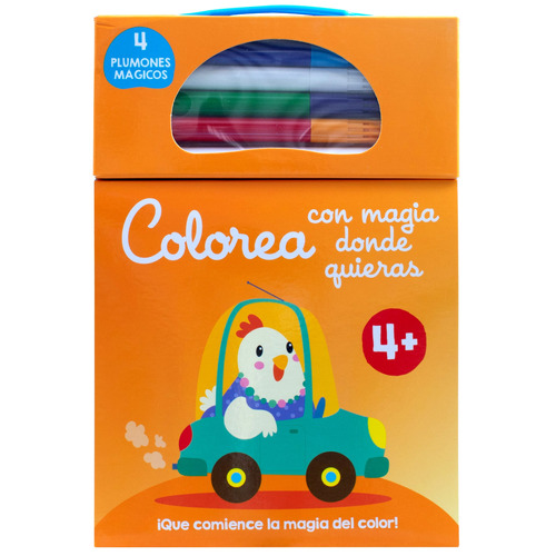 Colorea con Magia donde quieras 4 +: Gallina.: Libro para colorear con magia donde quieras 4 +: Gallina, de Varios. Editorial Jo Dupre Bvba (Yoyo Books), tapa blanda en español, 2022