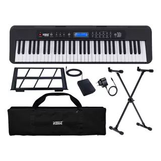 Kit Teclado Musical Kobe Kb-300 5/8 61 Teclas Sensitivas