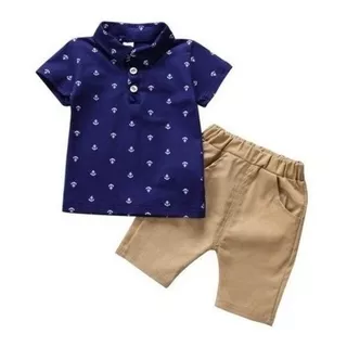 Conjunto Infantil Criança Menino Short + Camisa Polo 