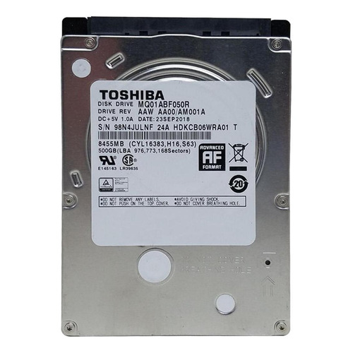 Disco duro interno Toshiba MQ01ABF Series MQ01ABF050R 500GB