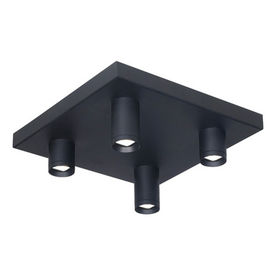Plafon 4 Luces Led Nachos2 Negro Base Cuadrada 20384 Rd
