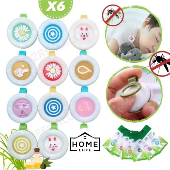 X6 Botónes Repelentes Anti Mosquito Aceite Citronela Bebes