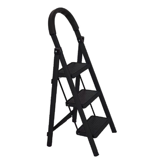 Escalera Tijera Plegable 3 Peldaños Multifuncional Tubular Color Negro