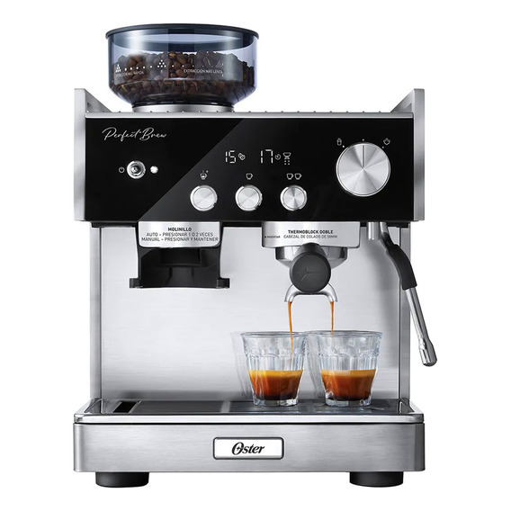 Cafetera Oster Espresso Em7400, Barista Perfect Brew Maxima Color Plateado