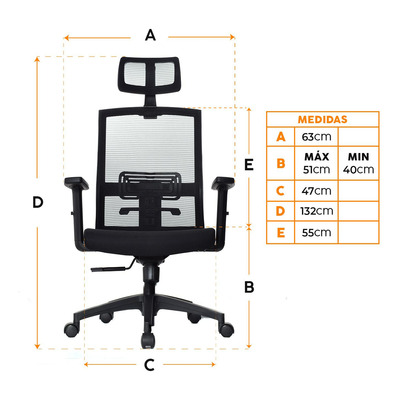 Silla De Oficina Giratoria Bonno Presidente Monk Color Negro