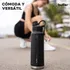 Termo Botella Termica Agua Acero Inoxidable Buffer 1l 3tapas Negro